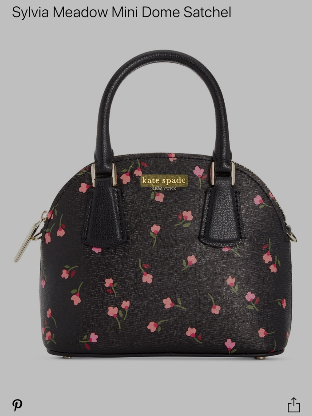 kate spade Black Mini Dome Satchel with Pink Floral Print